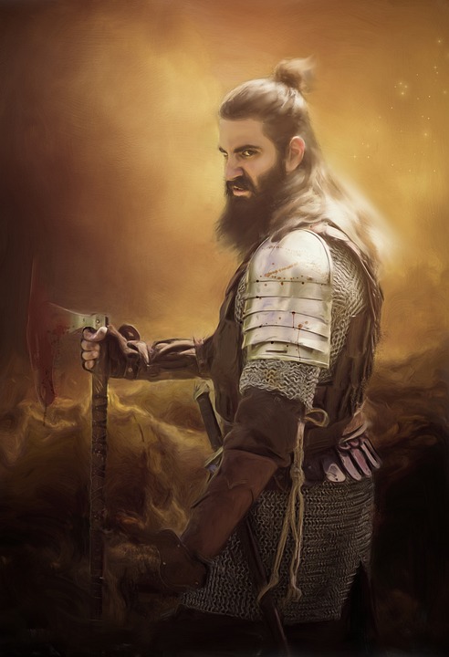 medieval man in armor resting between battles.