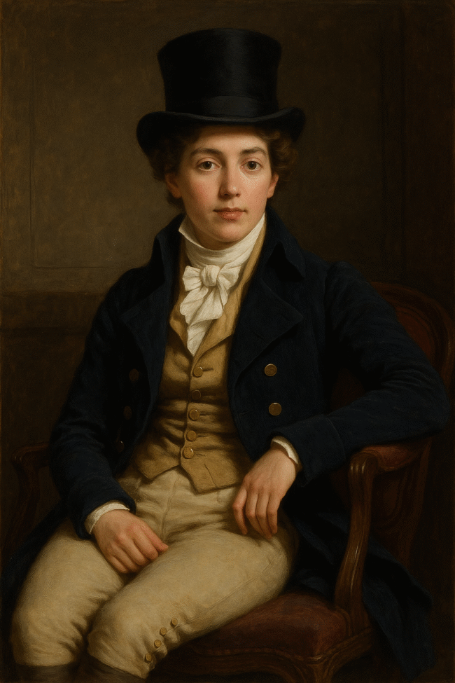 Portrait of a woman dressed in the clothes of a Regency man